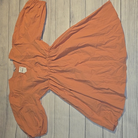 Velvet Torch Babydoll Skater Dress w/ 3/4 Puff Sleeves Pink/Peach Size L NWT - Picture 1 of 11